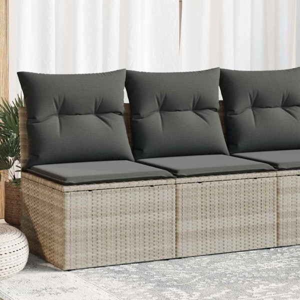 Set sofás jardín y cojines 4 pzas ratán sintético acacia gris Set sofás jardín y cojines 4 pzas ratán sintético acacia gris D