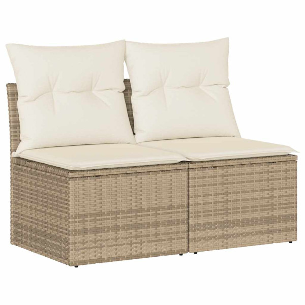 Set sofás jardín y cojines 4 pzas ratán sintético acacia beige M 2