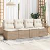 Set sofás jardín y cojines 4 pzas ratán sintético acacia beige 3