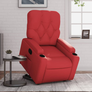 Sillón reclinable elevable cuero artificial rojo D