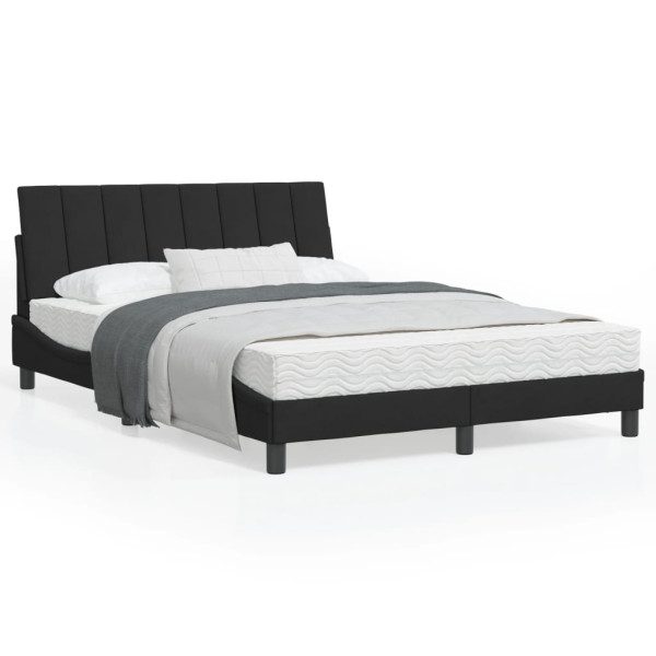 Cama con colchón terciopelo negro 120x200 cm D