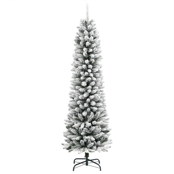 Árbol de Navidad artificial estrecho con nieve PVC y PE 180 cm M 2