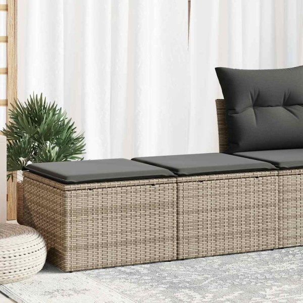 Set sofás jardín y cojines 2 pzas ratán sintético acacia gris Set sofás jardín y cojines 2 pzas ratán sintético acacia gris D