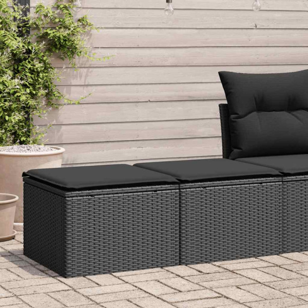 Set sofás jardín y cojines 2 pzas ratán sintético acacia negro Set sofás jardín y cojines 2 pzas ratán sintético acacia negro D