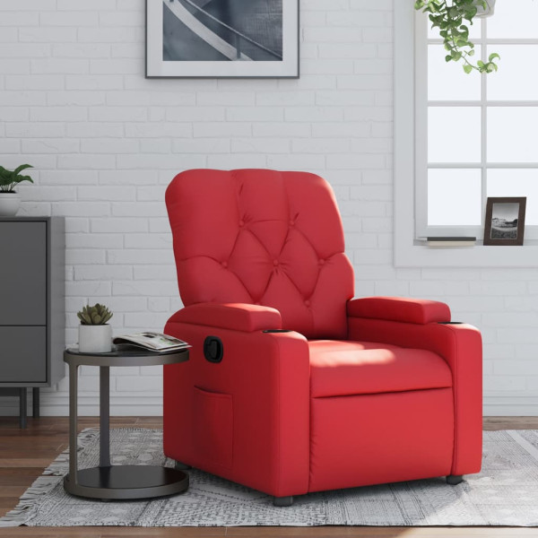 Sillón reclinable de cuero sintético rojo D