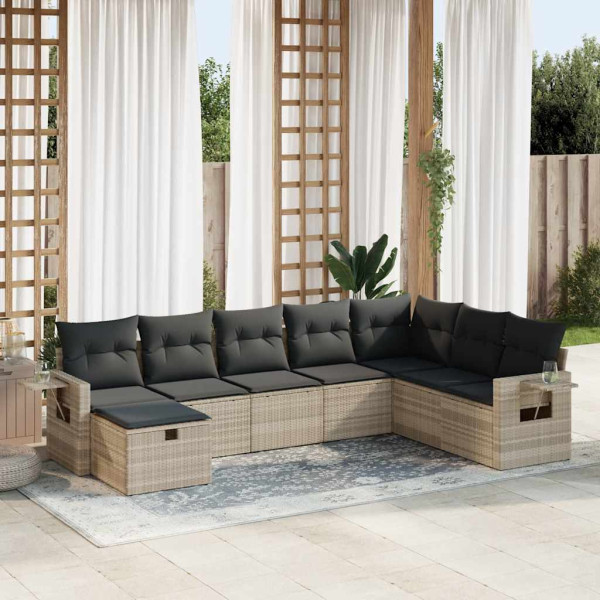 Set de sofás de jardín 8 pzas y cojines ratán sintético gris Set de sofás de jardín 8 pzas y cojines ratán sintético gris D