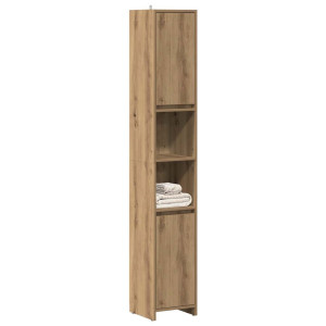 Armario de baño madera ingeniería roble artisan 30x30x183.5 cm D