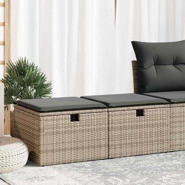 Set sofás jardín y cojines 2 pzas ratán sintético acacia gris Set sofás jardín y cojines 2 pzas ratán sintético acacia gris D