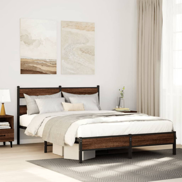 Estructura de cama sin colchón madera marrón roble 140x200 cm Estructura de cama sin colchón madera marrón roble 140x200 cm D