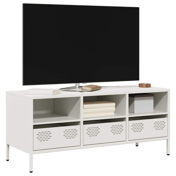 Mobiliário para aço de TV laminado em branco frio 101.5x39x43.5 cm D