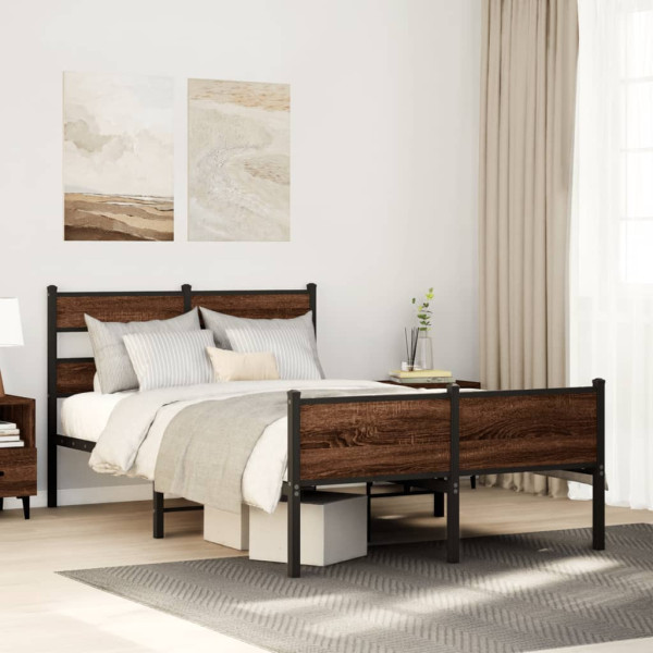 Estructura de cama sin colchón madera marrón roble 120x190 cm Estructura de cama sin colchón madera marrón roble 120x190 cm D