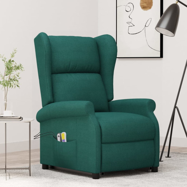 Sillón de masaje elevable tela verde oscuro D