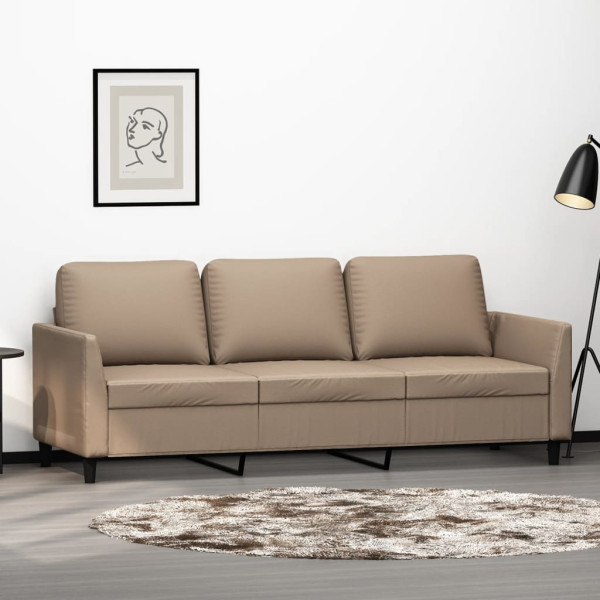 3-seater sofá de couro sintético cappuccino 180 cm D