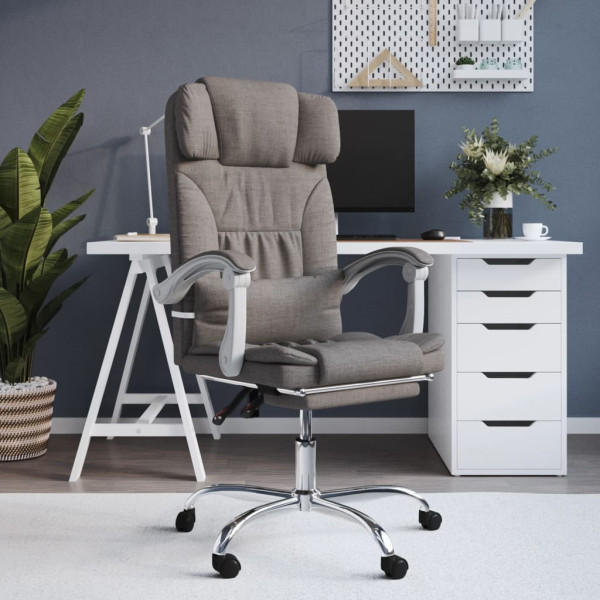 Silla de oficina reclinable con masaje tela gris taupé D