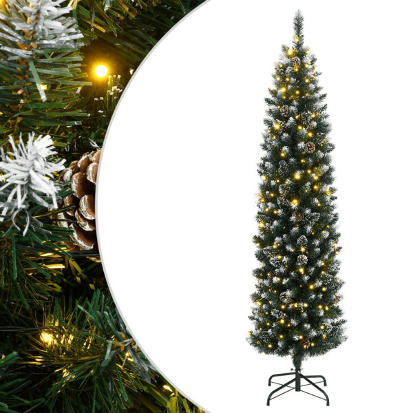 Árbol de Navidad artificial estrecho con 300 LEDs 210 cm D