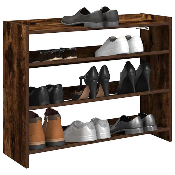 Zapatero madera contrachapada roble ahumado 80x25x62 cm D