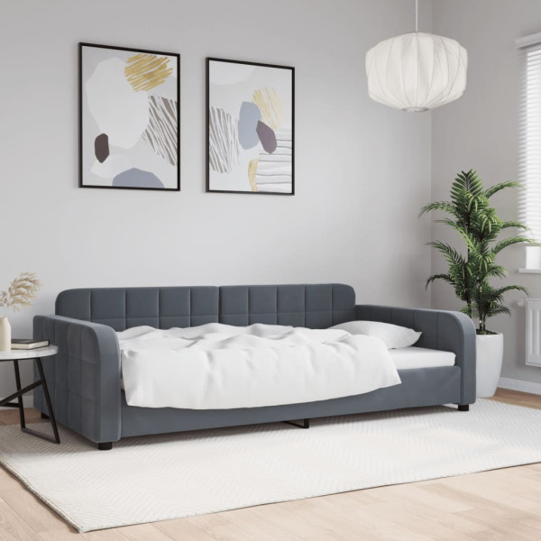Sofá cama sin colchón terciopelo gris oscuro 100x200 cm Sofá cama sin colchón terciopelo gris oscuro 100x200 cm D