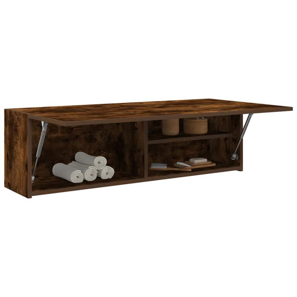 Mueble pared baño madera ingeniería roble ahumado 100x25x30cm Mueble pared baño madera ingeniería roble ahumado 100x25x30cm D