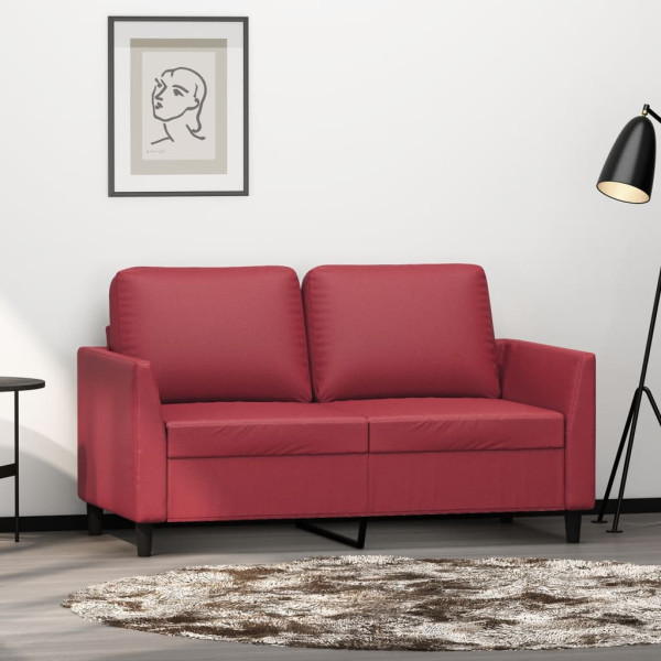 Sofá de 2 plazas de cuero sintético rojo vino 120 cm D