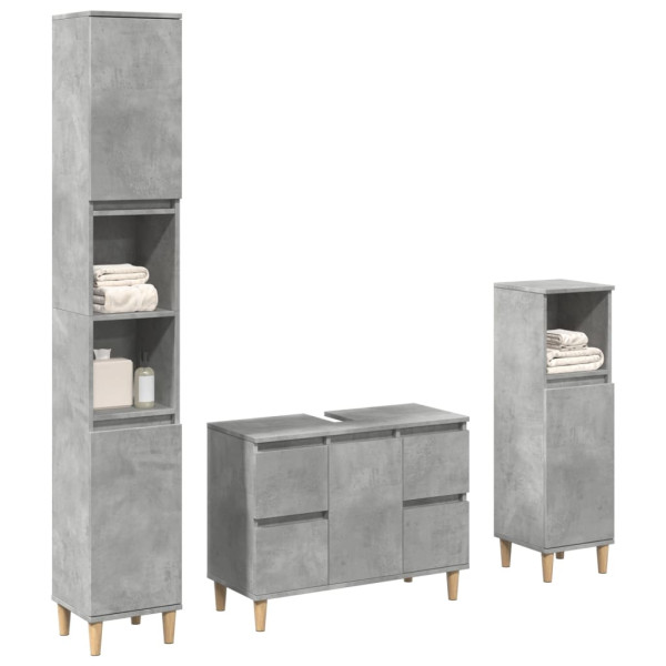Set muebles de baño 2 piezas madera contrachapada gris hormigón Set muebles de baño 2 piezas madera contrachapada gris hormigón D