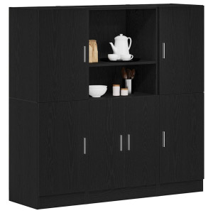 Mueble de cocina 3 piezas madera contrachapada negro D