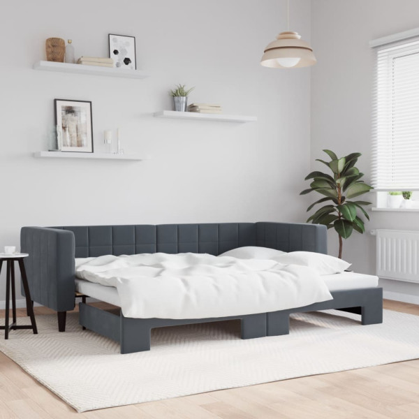 Sofá cama nido terciopelo gris oscuro 80x200 cm Sofá cama nido terciopelo gris oscuro 80x200 cm D