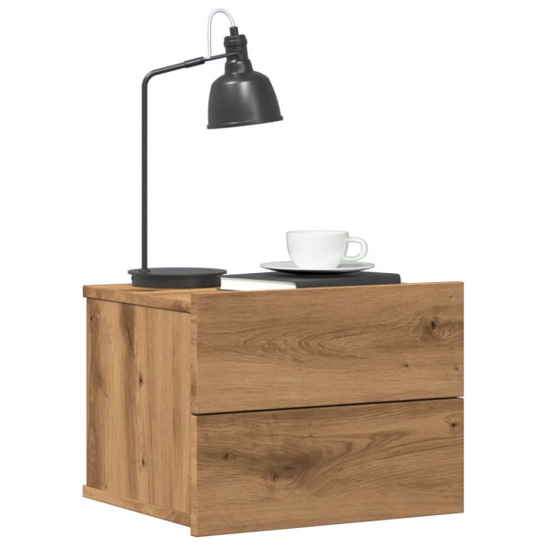 Mesitas de noche de pared 2 uds color roble artisan 40x32x30 cm D