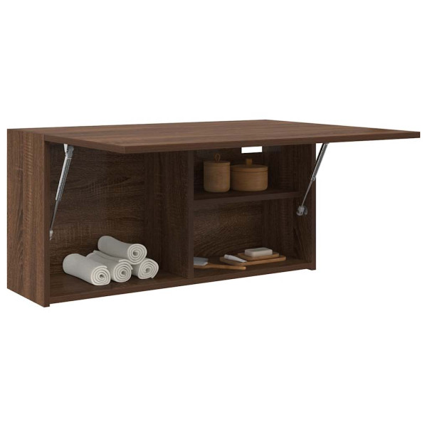 Mueble de pared baño madera ingeniería roble marrón 80x25x40 cm Mueble de pared baño madera ingeniería roble marrón 80x25x40 cm D