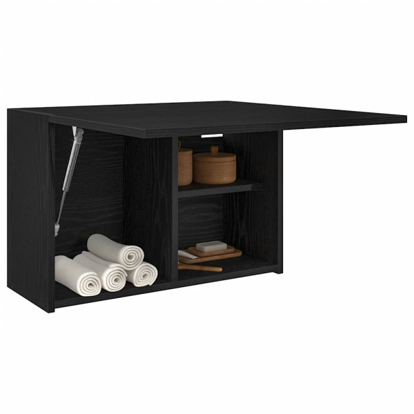 Mueble de pared de baño madera ingeniería negro 60x25x40 cm Mueble de pared de baño madera ingeniería negro 60x25x40 cm D