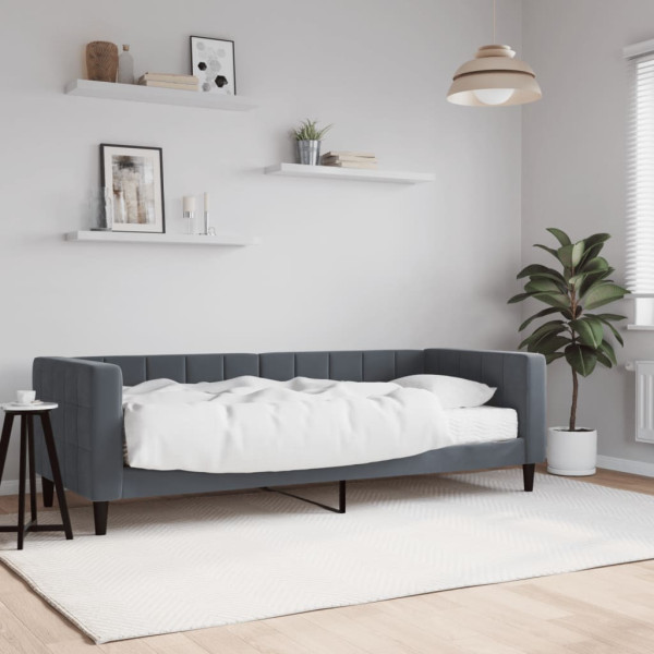 Sofá cama con colchón terciopelo gris oscuro 80x200 cm D