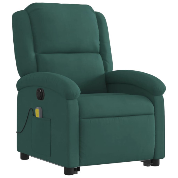 Reclining cadeira de massagem alto veludo verde escuro D