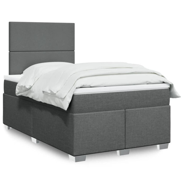 Cama box spring con colchón tela gris oscuro 120x200 cm Cama box spring con colchón tela gris oscuro 120x200 cm D