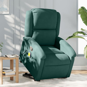 Reclining cadeira massagem alta veludo escuro verde D