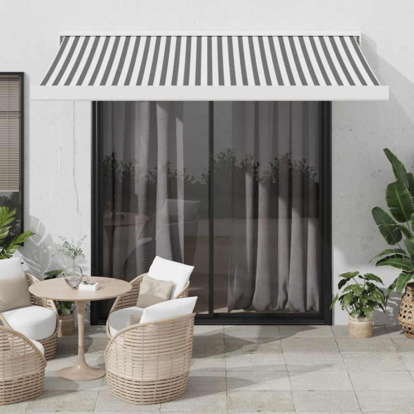 Toldo retráctil aluminio y tela antracita y blanco 3.5x2.5 m D
