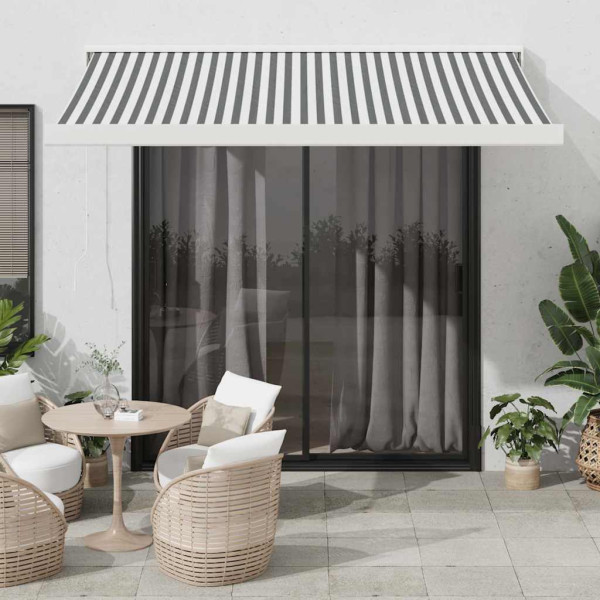Toldo retráctil aluminio y tela antracita y blanco 3.5x2.5 m D
