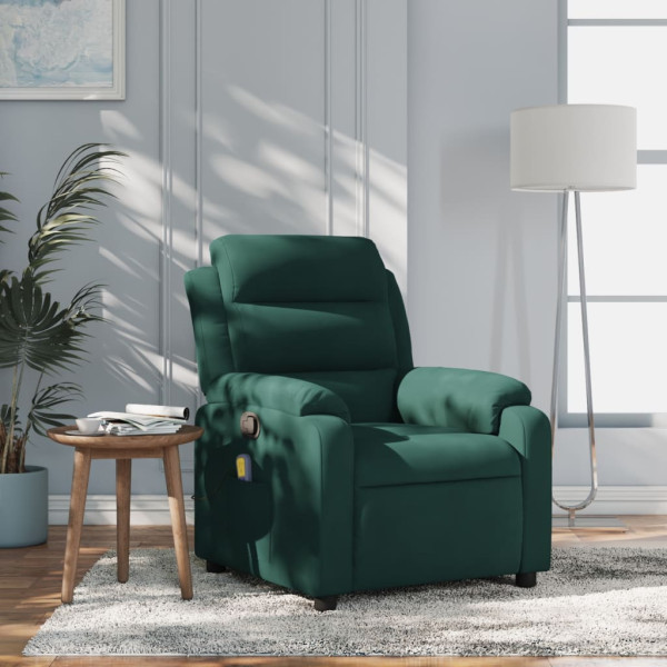 Sillón de masaje reclinable de terciopelo verde oscuro D