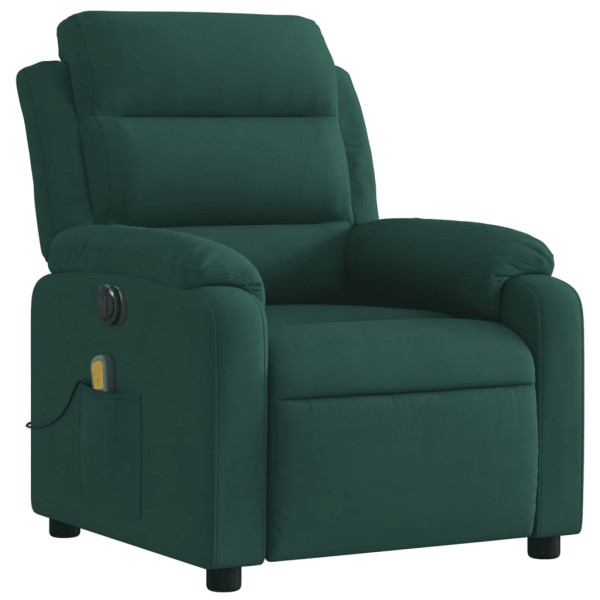 Sillón reclinable de masaje eléctrico terciopelo verde oscuro M 3