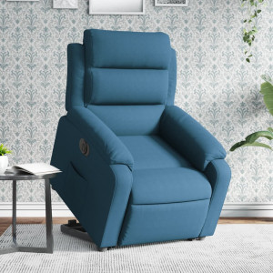 Sillón eléctrico reclinable elevable de terciopelo azul D