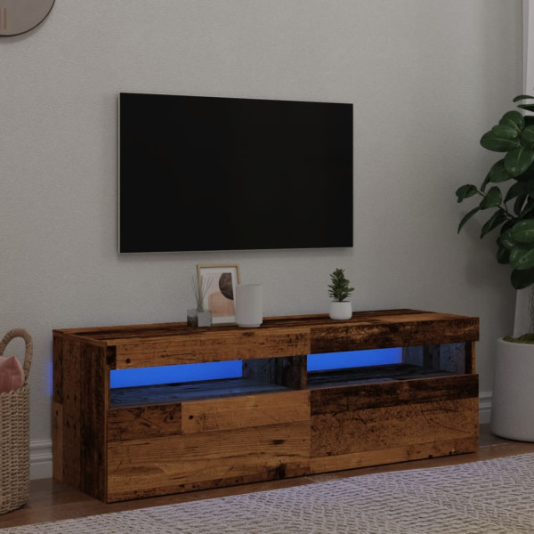 Móveis TV LED luzes de madeira engenharia envelhecida 120x35x40 cm D