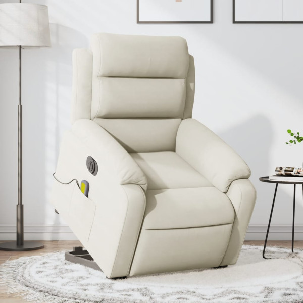 Sillón reclinable de masaje eléctrico elevable terciopelo crema D