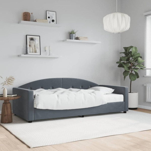Sofá cama con colchón terciopelo gris oscuro 90x200 cm Sofá cama con colchón terciopelo gris oscuro 90x200 cm D