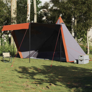 Tienda familiar tipi para 6 personas impermeable gris naranja D