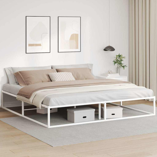 Estructura de cama sin colchón metal blanco 200x200 cm Estructura de cama sin colchón metal blanco 200x200 cm D
