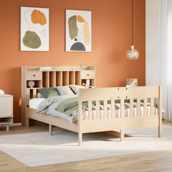 Estructura de cama sin colchón madera maciza de pino 160x200 cm Estructura de cama sin colchón madera maciza de pino 160x200 cm D