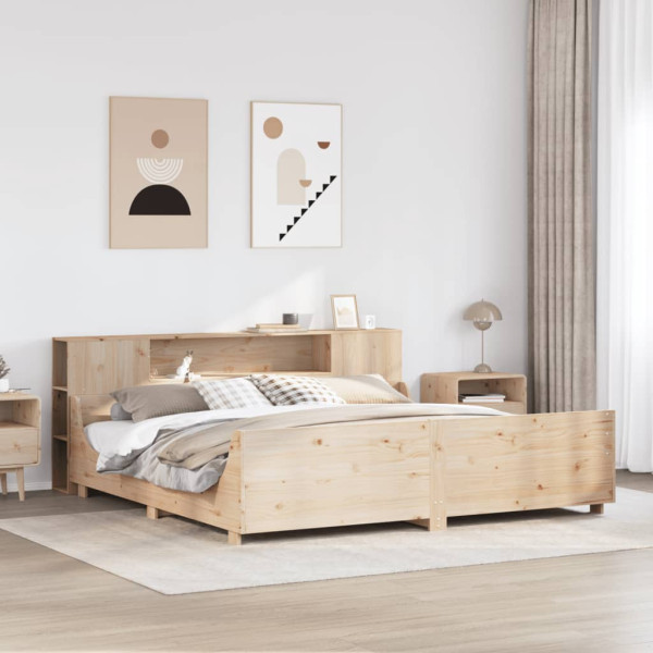 Estructura de cama sin colchón madera maciza de pino 180x200 cm Estructura de cama sin colchón madera maciza de pino 180x200 cm D
