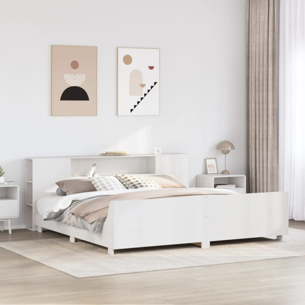 Cama sin colchón madera maciza de pino blanca 180x200 cm Cama sin colchón madera maciza de pino blanca 180x200 cm D