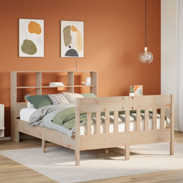 Estructura de cama sin colchón madera de pino blanca 140x200 cm Estructura de cama sin colchón madera de pino blanca 140x200 cm D