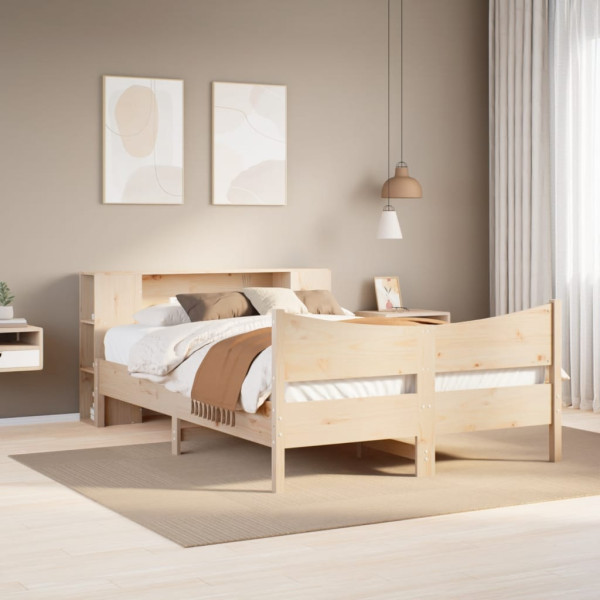 Estructura de cama sin colchón madera de pino blanco 150x200 cm Estructura de cama sin colchón madera de pino blanco 150x200 cm D