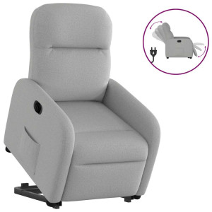 Sillón eléctrico reclinable elevable de tela gris nube D