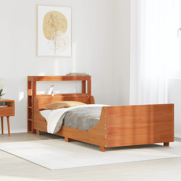 Estructura de cama sin colchón madera maciza marrón 75x190 cm Estructura de cama sin colchón madera maciza marrón 75x190 cm D